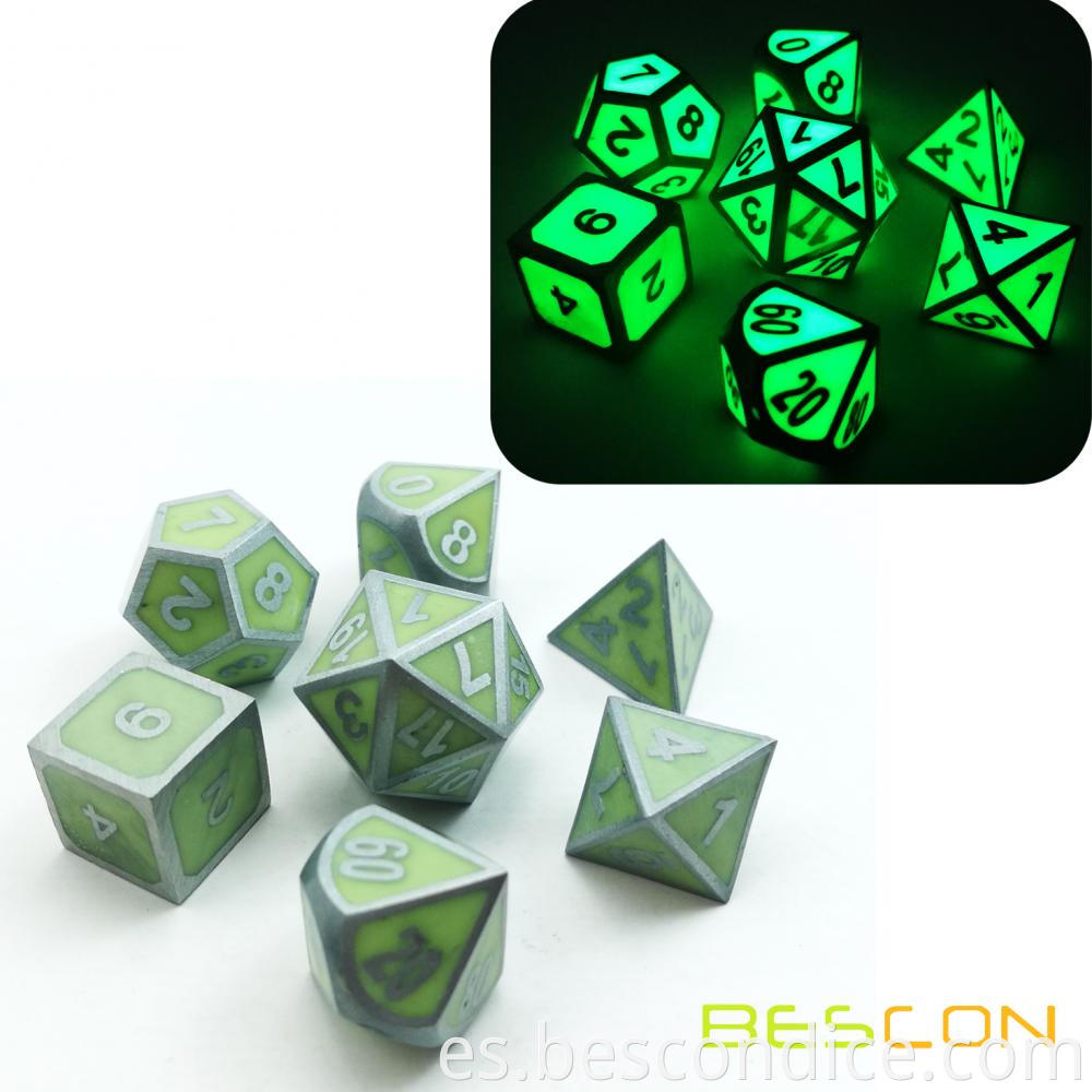 Glow In The Dark Metal Dice Set 2